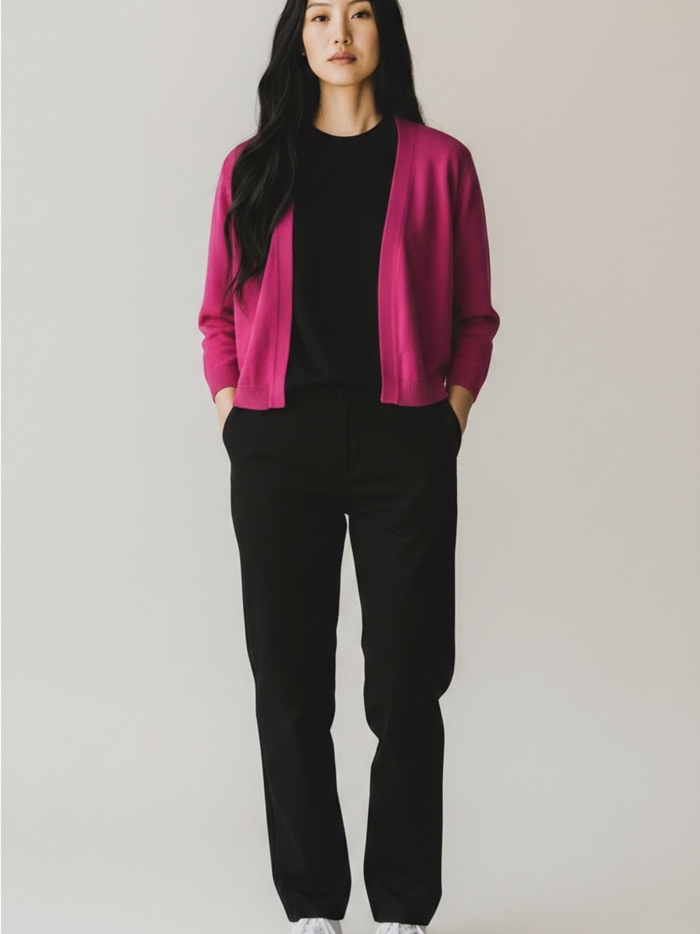 Tanjay womens Bright Fuchsia Open-Front Cardigan size large